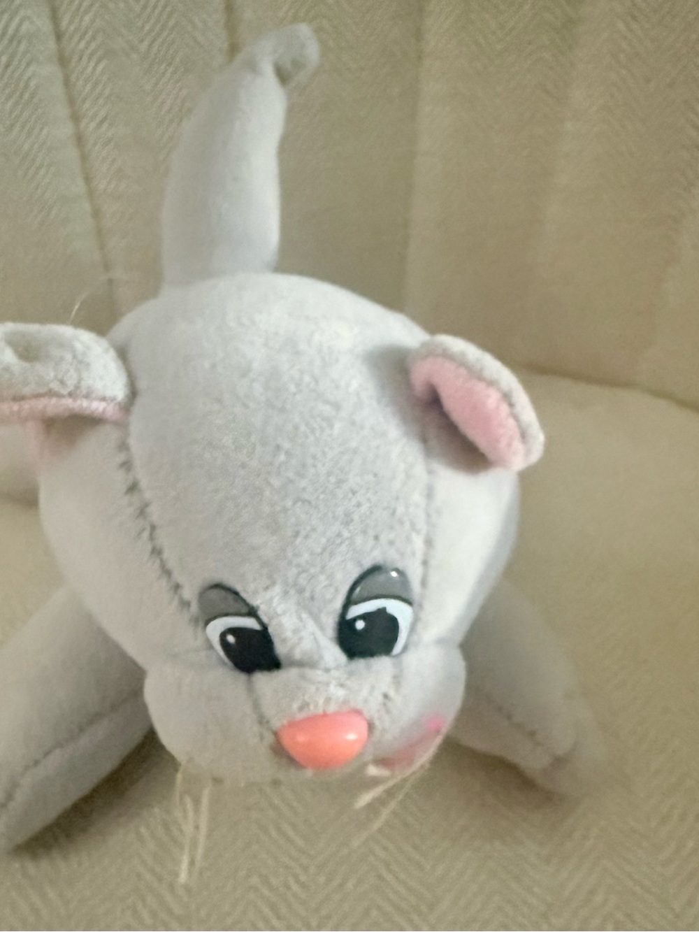 Plush Gray with Pink Nose and Ear Accents - Soft Pet Plush #867 tonka